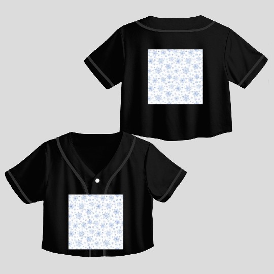 Modern Snowflakes Pattern White Blue Crop Top Baseball Jerseys