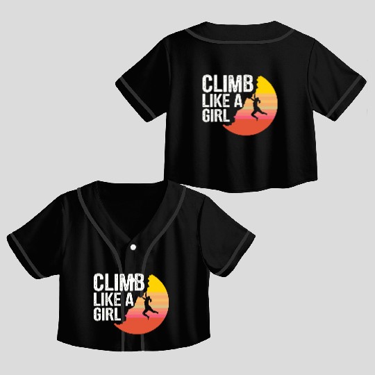 Climbing Mountaineering Climber Mountains Hiking Crop Top Baseball Jerseys