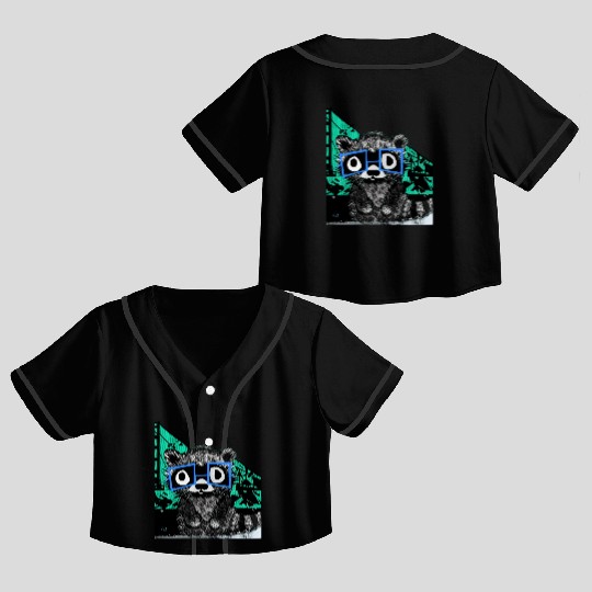 Raccoon #3 Mary Jane Bookworm Crop Top Baseball Jerseys