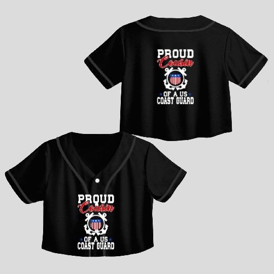 Proud US Coast Guard Cousin Crop Top Baseball Jerseys