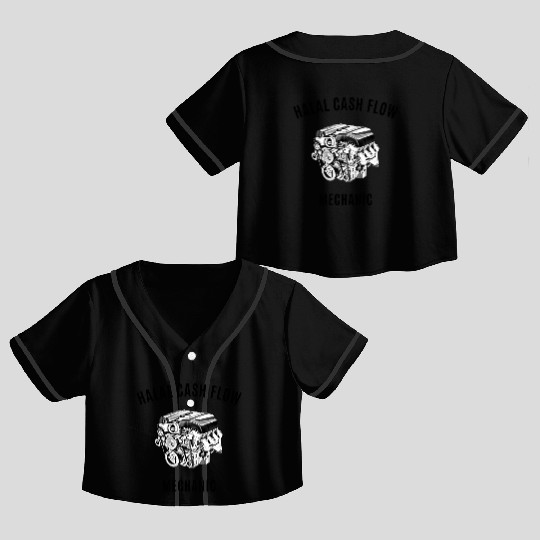 Halal Cash Flow - Mechanic Black Crop Top Baseball Jerseys