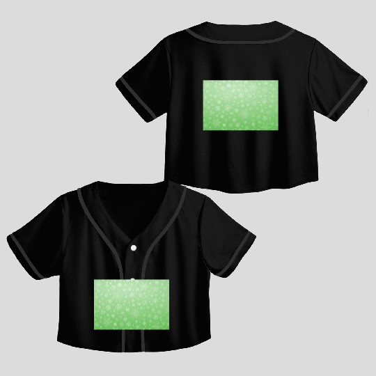 Abstract Green Snowflakes Pattern Crop Top Baseball Jerseys