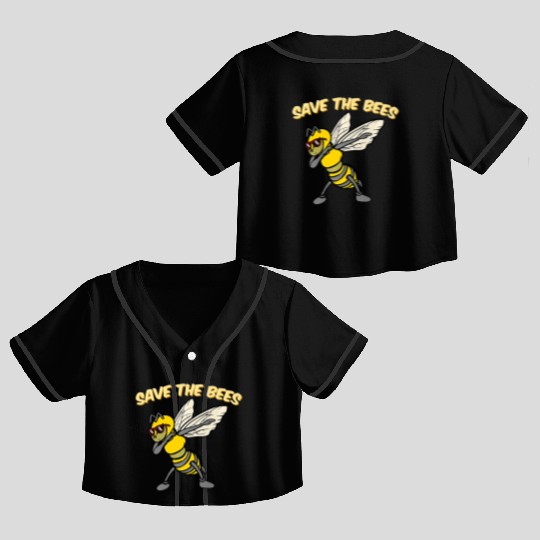 Save The Bees Crop Top Baseball Jerseys Dabbing Bumblebee Bee Earth Pl
