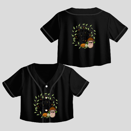 Bat Mushroom 'brown' - Happy Halloween Crop Top Baseball Jerseys