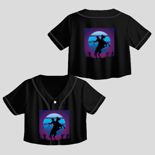 Synthwave Cowboy Rancher Gift Crop Top Baseball Jerseys