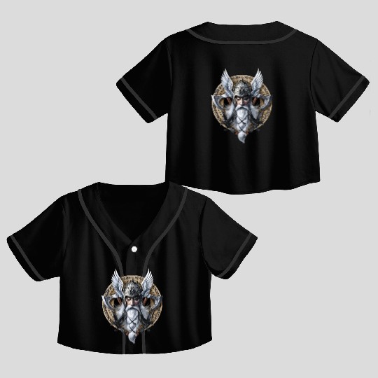 Viking Warrior God Odin Crop Top Baseball Jerseys
