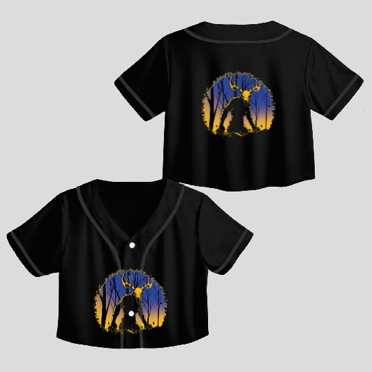 Wendigo Folk Creature Forest Cryptid Halloween Crop Top Baseball Jerseys