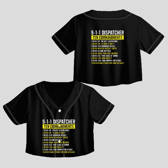 911 Dispatcher Ten Commandments Gold Line Operator Crop Top Baseball Jerseys