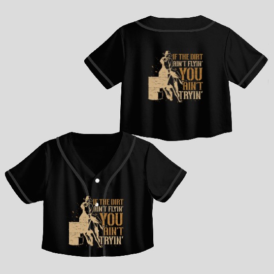 Barrel Racing Dirt Rodeo Equestrian Horse Barrel Crop Top Baseball Jerseys