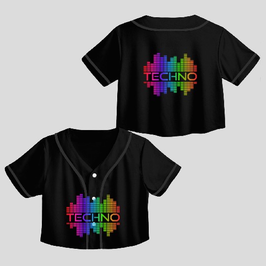 Techno Music Rainbow Spectrum Hard Dark Acid Crop Top Baseball Jerseys