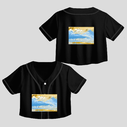 Golden Blue Mountain Lake Crop Top Baseball Jerseys