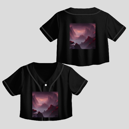 Lonely Red Mountains on an Alien Planet Abstract Crop Top Baseball Jerseys