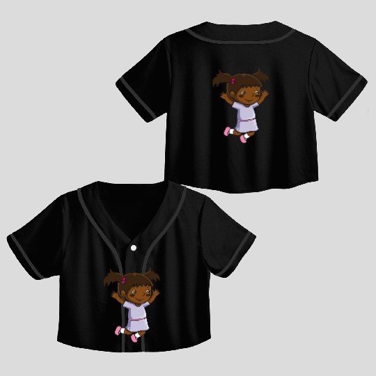 Girl jumps school enrollment joy kindergarten Crop Top Baseball Jerseys