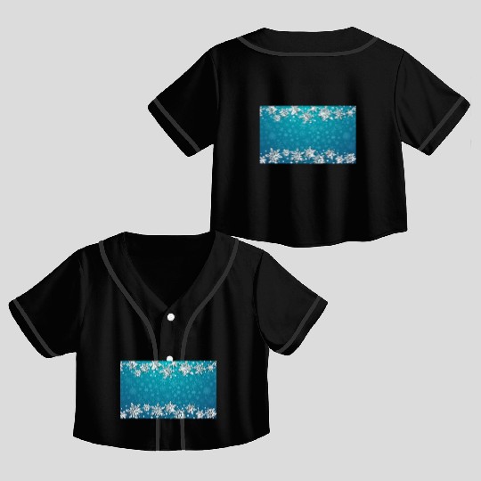 Elegant Teal Winter Snowflakes Pattern Crop Top Baseball Jerseys