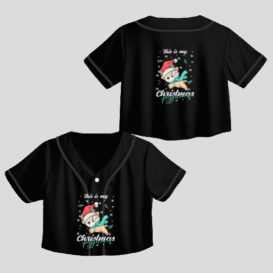 Winter Christmas Pyjama Reindeer Crop Top Baseball Jerseys