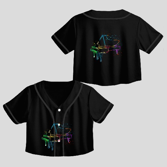 Piano, Pianist Crop Top Baseball Jerseys