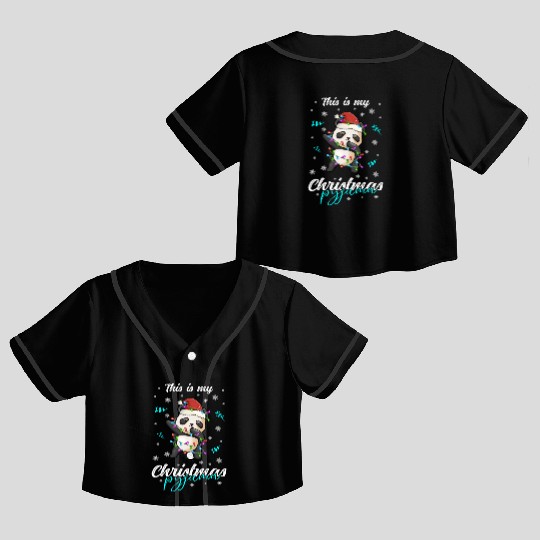 Winter Christmas Pyjama Panda Crop Top Baseball Jerseys