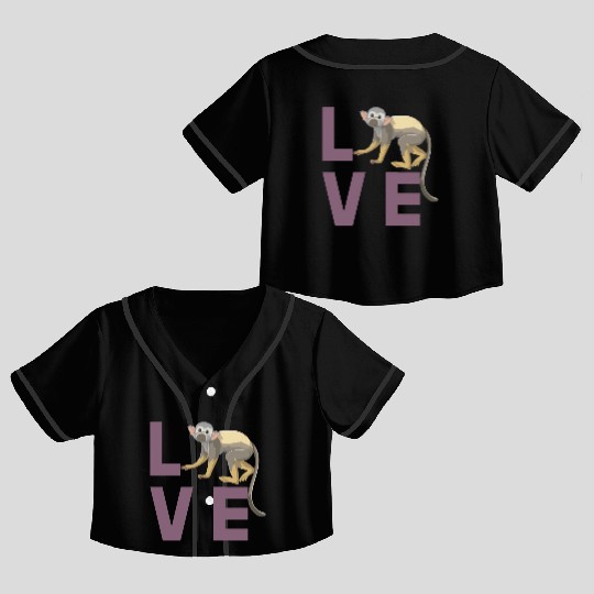 Squirrel monkey love Crop Top Baseball Jerseys