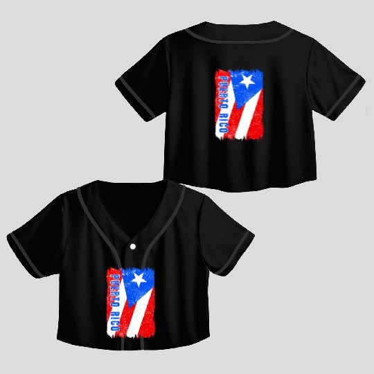 Puerto Rico flag Crop Top Baseball Jerseys