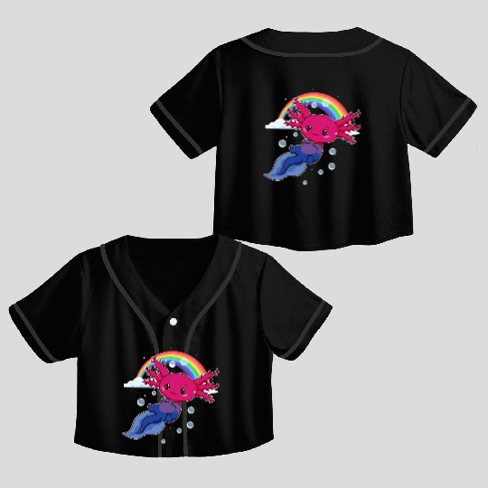 Bisexual Pride Bi Kawaii Axolotl Bisexual Flag Crop Top Baseball Jerseys