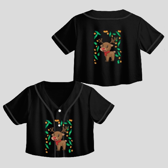 Reindeer Christmas windfall Crop Top Baseball Jerseys