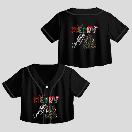 MERRY CHRISTMAS ,Christmas light Crop Top Baseball Jerseys