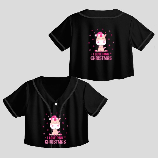 Unicorn I love pink Christmas Crop Top Baseball Jerseys