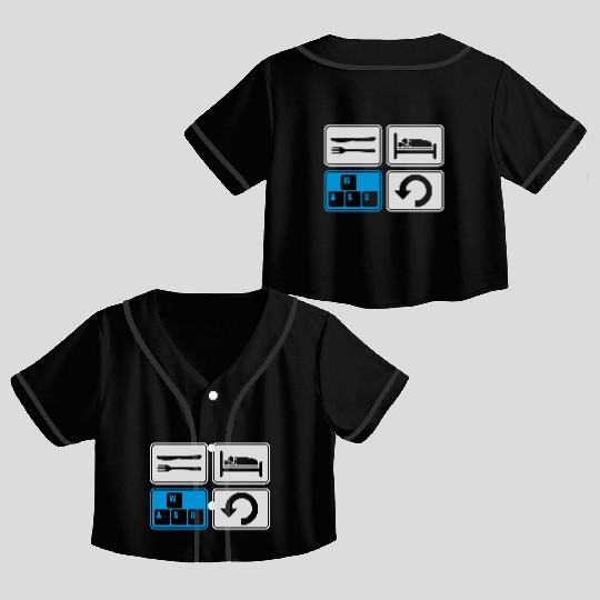 gaming daily repeat computer Crop Top Baseball Jerseys