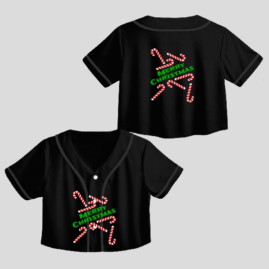 Candy Cane Merry Christmas Gift Idea sweets winter Crop Top Baseball Jerseys