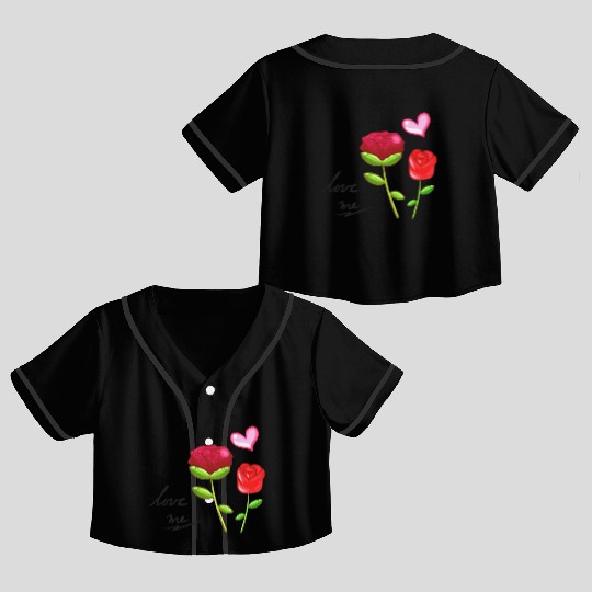 two flowers nature plants flower Crop Top Baseball Jerseys