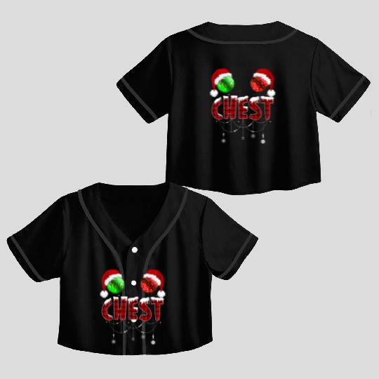Chest Nuts Christmas Funny Matching Couple Crop Top Baseball Jerseys