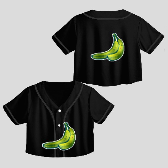 HAPPY BANANA LOVE COUPLE Crop Top Baseball Jerseys