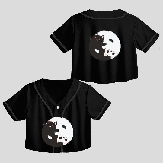 ying yang cat Crop Top Baseball Jerseys