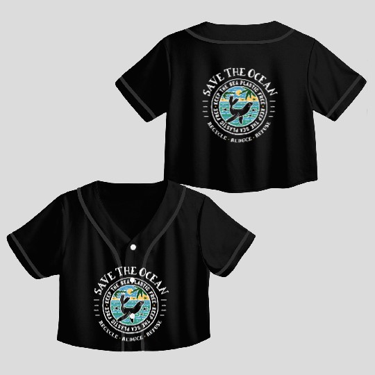 Keep The Sea Plastic Free Seal Save The Ocean Crop Top Baseball Jerseys