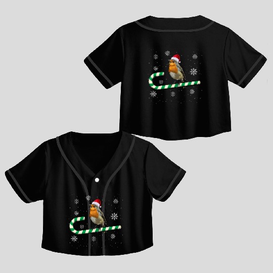 Robin Bird Watching Redbreast Birding Christmas Crop Top Baseball Jerseys