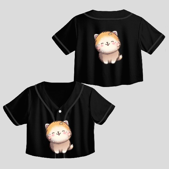 Tiny happy puppy smiling Crop Top Baseball Jerseys