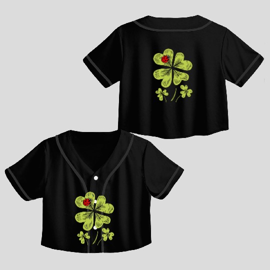 Ladybug St. Patricks Day Bug Catcher Entomologist Crop Top Baseball Jerseys