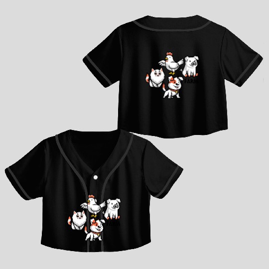 Cute Farm-Animal Crop Top Baseball Jerseys