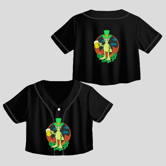 St Patrick's Day Drinking Alien Crop Top Baseball Jerseys