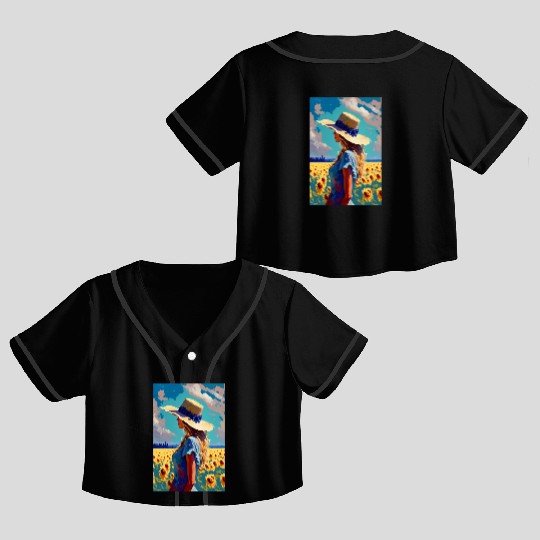 Sunflower girl summer Crop Top Baseball Jerseys