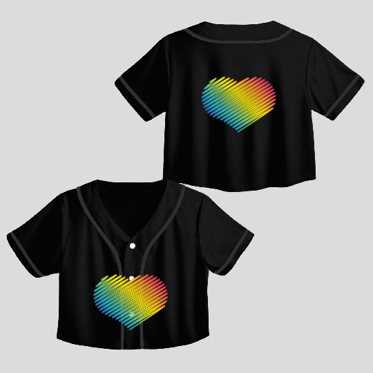 Rainbow Heart (Love / Scribble / PNG) Crop Top Baseball Jerseys