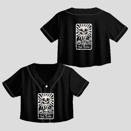 The Sun Skeleton Skull Tarot Card Crop Top Baseball Jerseys