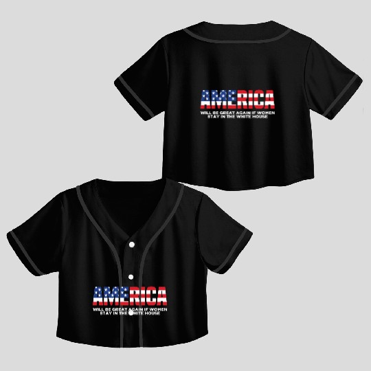 America Will Be Great Again Black Crop Top Baseball Jerseys