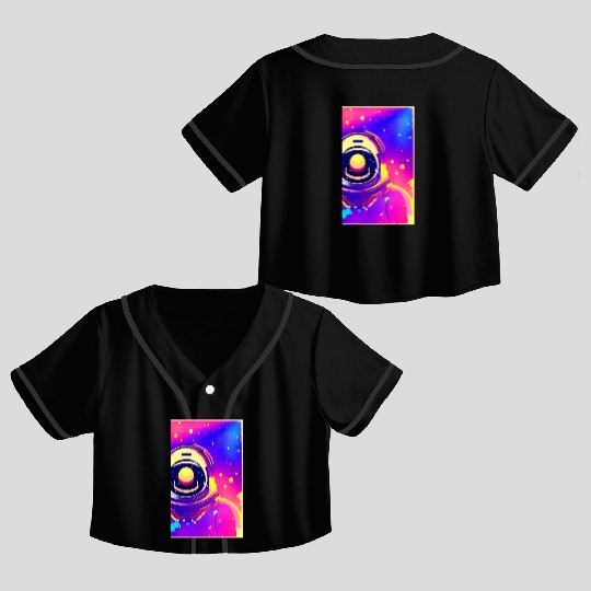 Astronaut neon colors Crop Top Baseball Jerseys