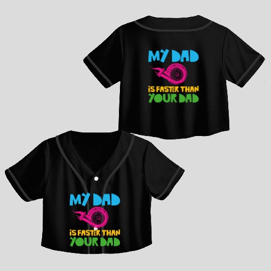 Drag Racing Race Car Dad Son Crop Top Baseball Jerseys