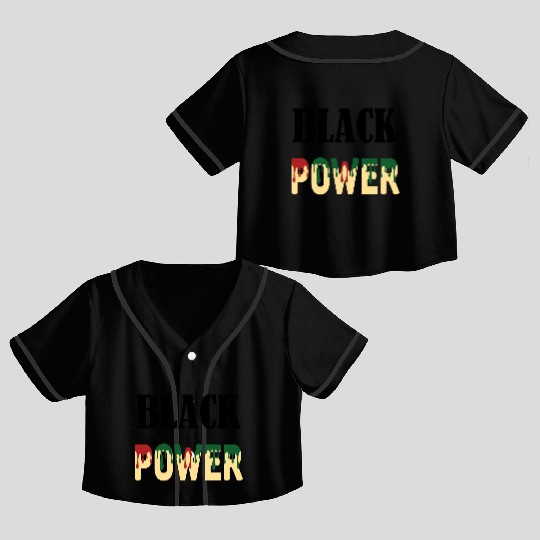 Black Power Crop Top Baseball Jerseys