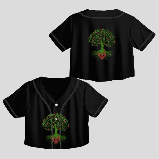 Tree - love Crop Top Baseball Jerseys