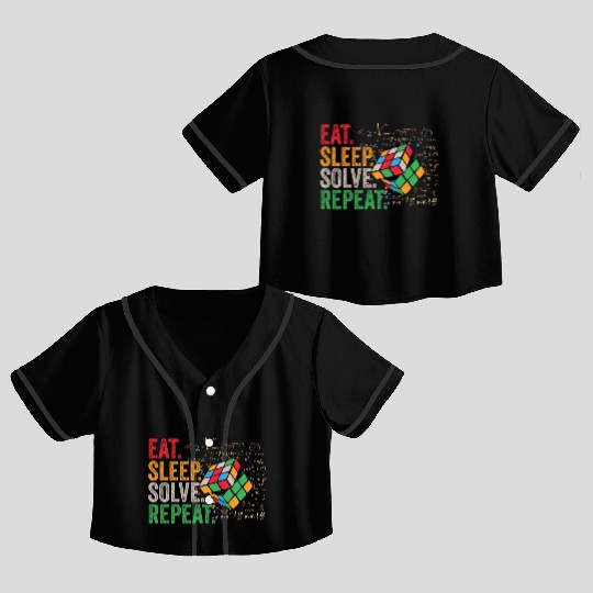 Eat Sleep Solve Repeat Math Speed Cubing Genie Crop Top Baseball Jerseys