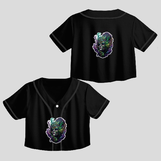 Mardi Gras Mask Queen Crop Top Baseball Jerseys