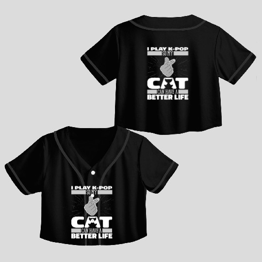 K Pop Cat Crop Top Baseball Jerseys